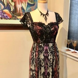 Free People Maxi Dress / Beaded Lace & Silk Edwardian Style Gown NWT - Size 2
